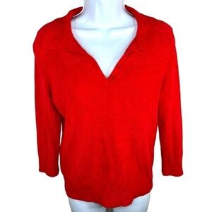 S Vintage 90’s Red Sweater Long Sleeve Stretch Small 4 6 Collared Y2k